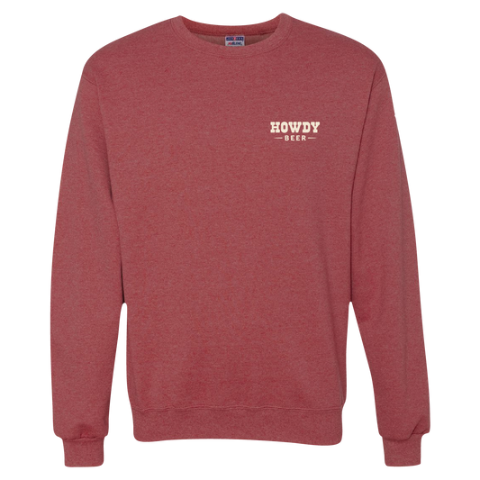 Howdy Logo Embroidered Crewneck Sweatshirt - Vintage Heather Red