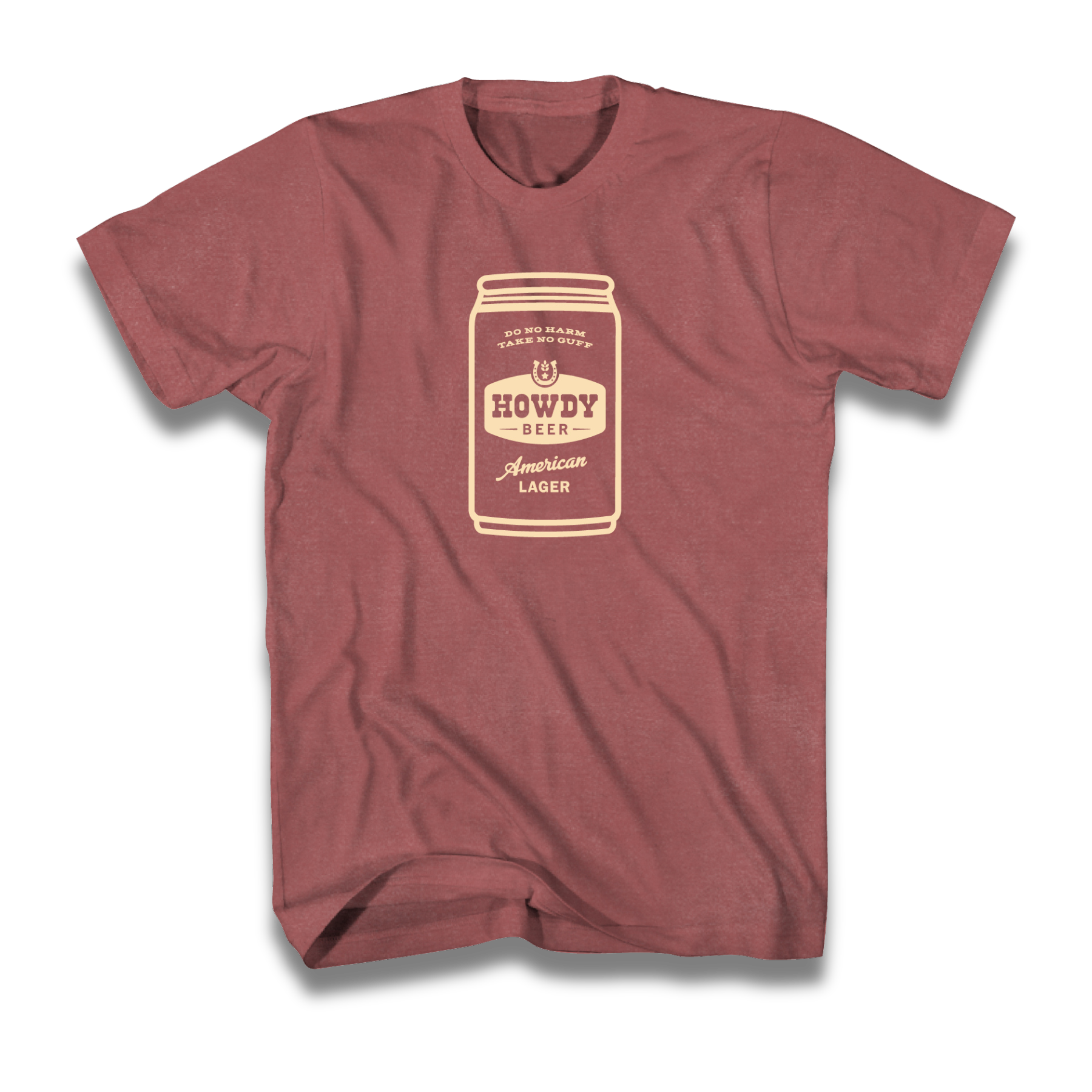 Red beer tee with Howdy Beer can 