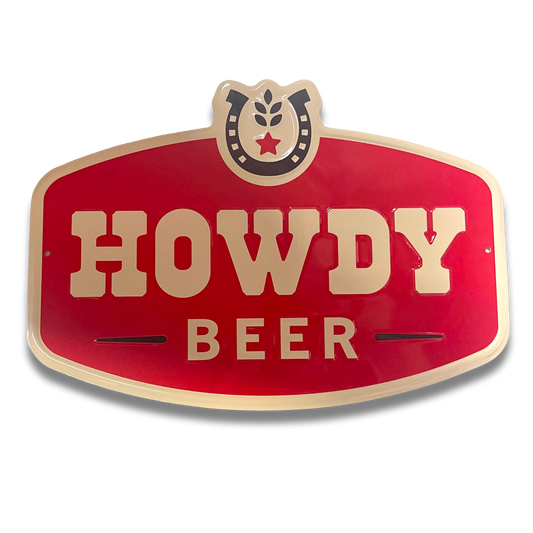Howdy Beer tin sign